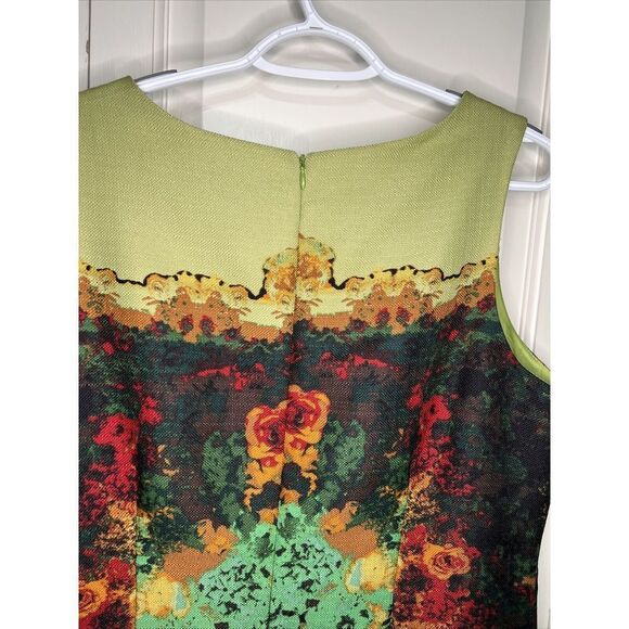 Julian Taylor Dress Green Floral Print Sleeveless Round Neck Multi-Color 14 - Picture 10 of 10